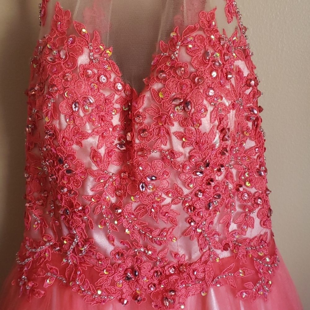 Coral Dress with matching Evening Purse - Picture 3 of 9